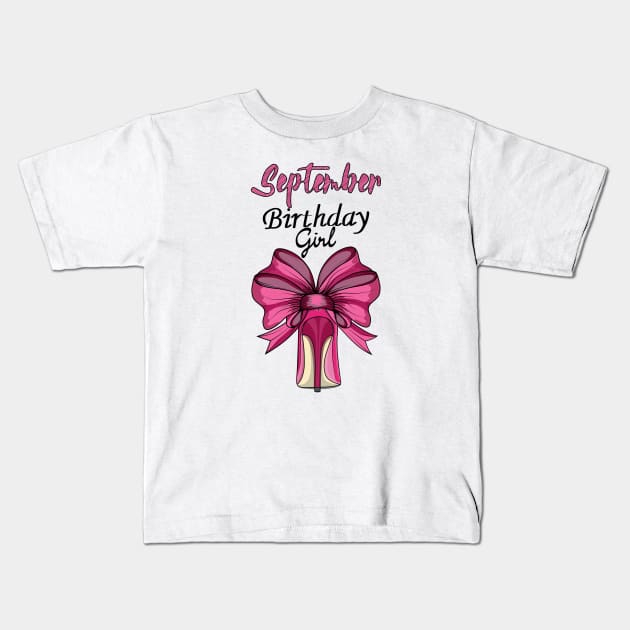 September Birthday Girl Kids T-Shirt by Designoholic